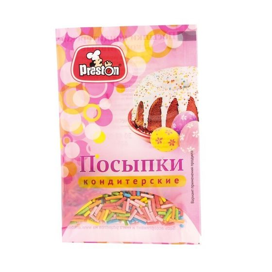 !Посыпки (6 упаковок) кондитерские Preston декоративные «Радуга-вермишель», 7 г