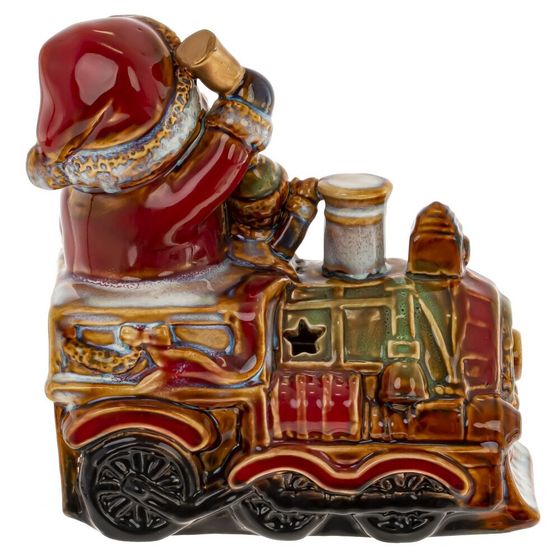 Набор из 2шт: Фигурка декор c подсветкой &quot;Дед Мороз на поезде&quot;  (LR44x6), L26 W9 H15,5 см