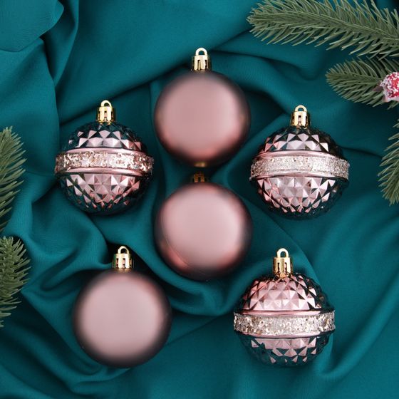 !09 Набор елочных игрушек(6 штук): Ёлочные игрушки "Лаурен" d=6 см,цвет и дизайн микс
