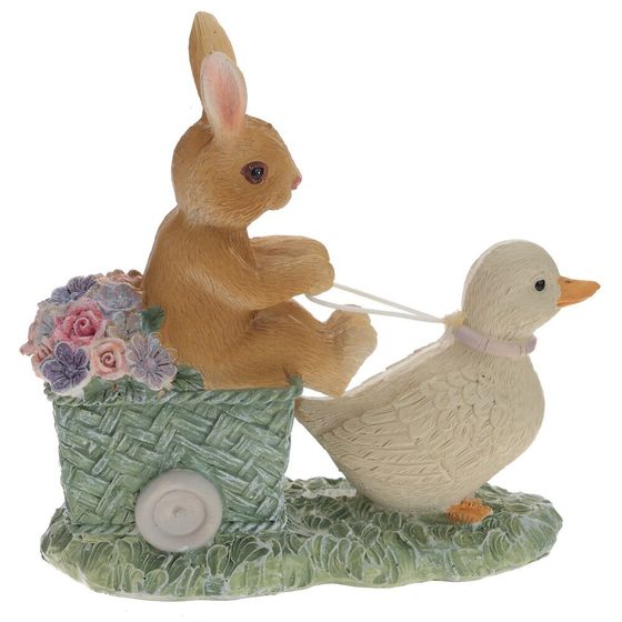 Фигурка декоративная &quot;Заяц с уткой&quot;, L14 W6 H13 см