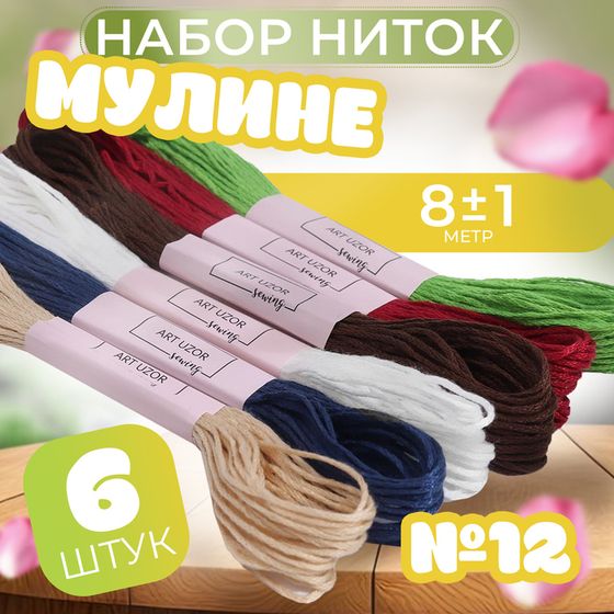 Набор ниток мулине №12, 8 ± 1 м, 6 шт