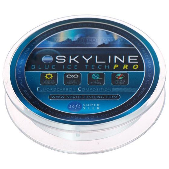 Леска зимняя Sprut SKYLINE Fluorocarbon Composition IceTech PRO, диаметр 0.125 мм, тест 3.05 кг, 50 м, цвет голубой