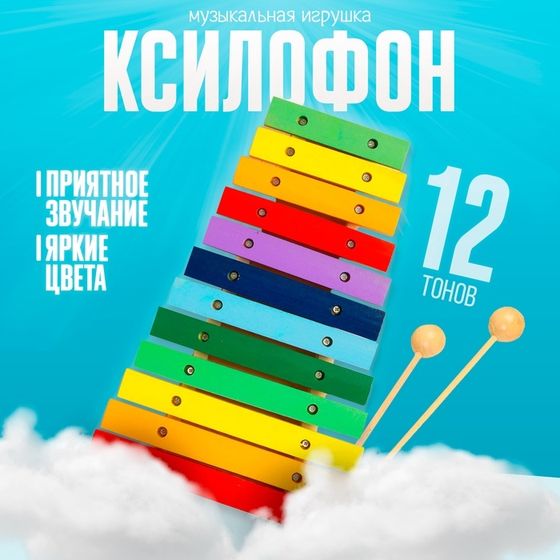 Музыкальная игрушка «Ксилофон», 12 тонов + 2 палочки