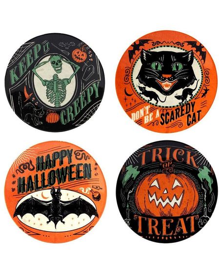 Scaredy Cat Canape Plates, Set of 4