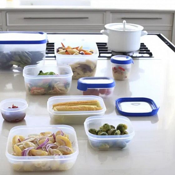 Емкость для морозилки и СВЧ GRAND CHEF 1.2л прямоугольная (синяя крышка)