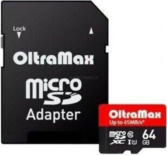 Карта памяти microSDXC 64GB Oltramax OM064GCSDXC10UHS-1-ElU1 + адаптер
