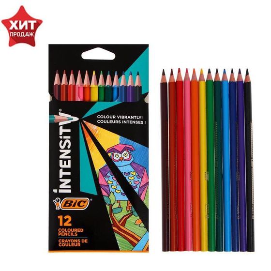 Карандаши 12 цветов BIC Color Up, для подростков и взрослых, трёхгранные, микс