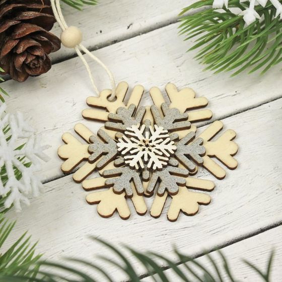 !Подвеска новогодняя 4 штуки «Новогодняя снежинка» 6 см.