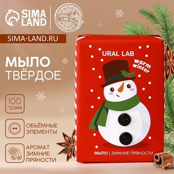 Мыло для рук кусковое URAL LAB Warm winter, 80 г, аромат зимних пряностей, Новый Год