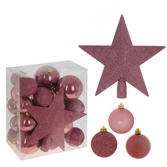 Набор из 30шт Украшение новогоднее &quot;Шары и звезда&quot;, D5/6/8/20 см, L21 W13 H25 см