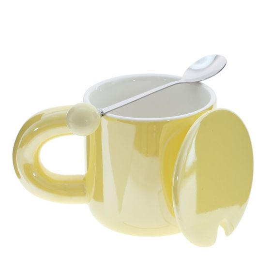 Кружка с крышкой и ложкой, 300 мл, L14 W9 H11 см, 4в.