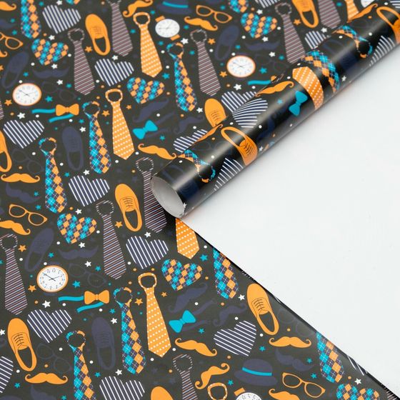 !09 Бумага (набор 5 листов) упаковочная глянцевая "Галстуки" 50 × 70 см.