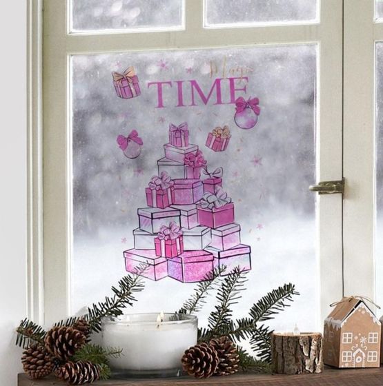 !09 НАБОР 2 ШТУКИ - Наклейки для окон &quot;Magic Time&quot; 20*34 см., многоразовые