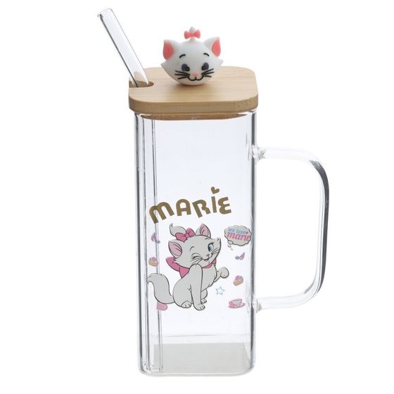 Кружка с крышкой и трубочкой, L6 W6 H13,5 см, 1 штука, дизайн микс