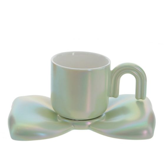 Кружка с блюдцем, 210 мл, L18 W12 H8 см, цвет микс