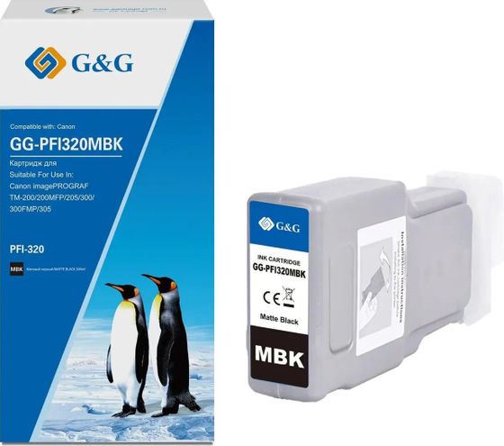 Картридж струйный G&amp;G GG-PFI320MBK PFI-320MBK черный матовый (300мл) для Canon imagePROGRAF TM-200/200MFP/205/300/300MFP/305
