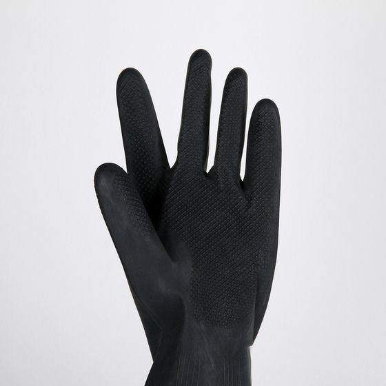 !Перчатки хозяйственные резиновые размер L, защитные, химически стойкие, 100 гр, цвет чёрный
