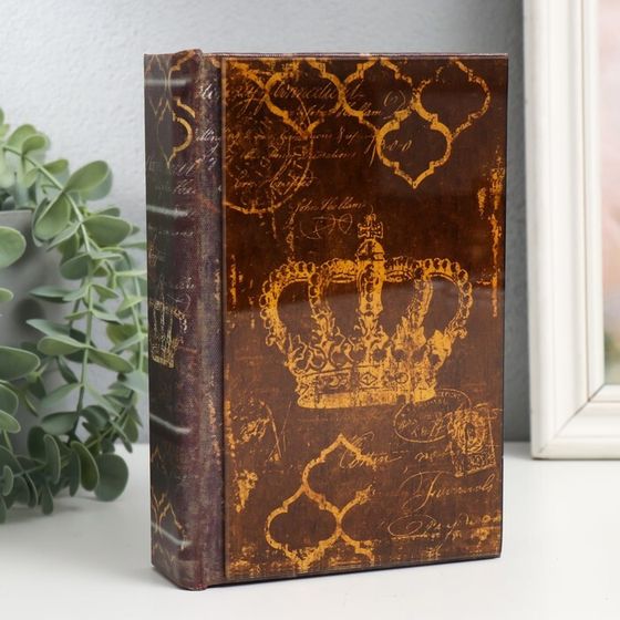 Шкатулка-книга «Золотая корона», дерево, искусственная кожа, 4.3×12×18 см