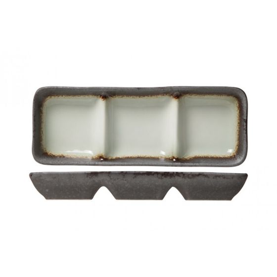 Stone dish 7x19cm with 3 compartments