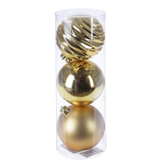 Набор из 3шт Украшение новогоднее Шар &quot;Золотое трио&quot;, D8 см, L8 W8 H9 см