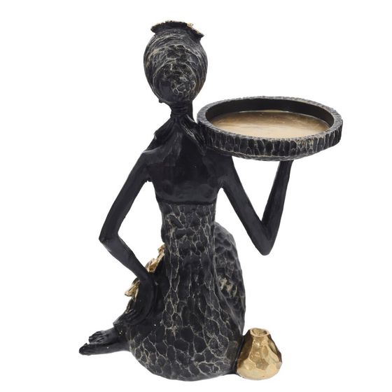 Фигурка декоративная "Африканка" с подставкой д/мелочей, L16,5 W12,5 H24 см