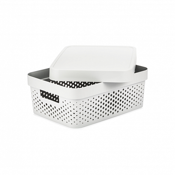 Коробка INFINITY перфорированная с крышкой 11л серая