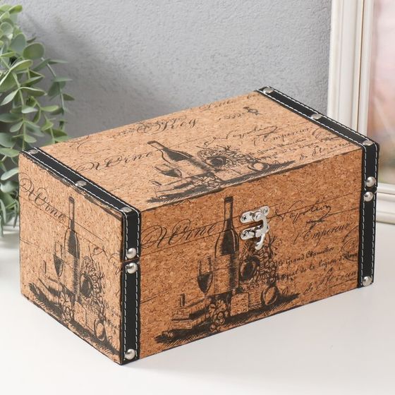 Шкатулка для украшений «Винная лавка», дерево и искусственная кожа, 24×14×12 см