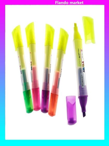 !09 Маркер-текстовыделитель (набор 6 штук) наконечник скошенный, 5 мм, корпус треугольный, двухцветный, МИКС