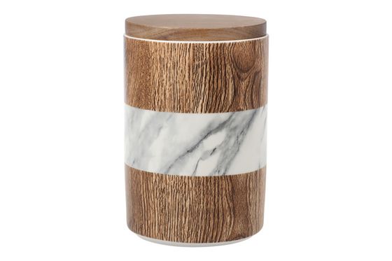 Банка для сыпучих продуктов, 1,1 л, фарфор P/бамбук, коричневая, Wood&amp;Marble