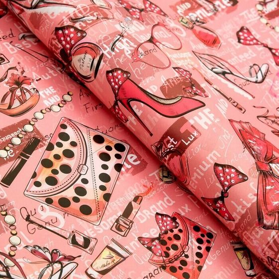 !Бумага упаковочная 2 листа глянцевая &quot;Аксессуары&quot;, 70 × 100 см.