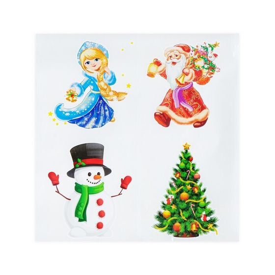 !09 Набор наклеек(3 набора) на окна &quot;Новогодний&quot; 4 наклейки в наборе, 14,3 x 16 см.