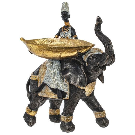 Фигурка декоративная &quot;Африканка на слоне&quot;, Д33 Ш16 В37 см