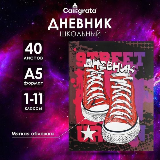 Дневник универсальный для 1-11 классов, &quot;Кеды&quot;, мягкая обложка, 40 листов