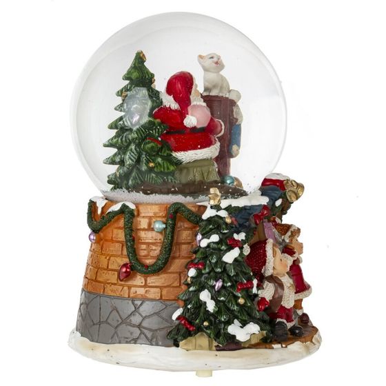 Фигурка декоративная &quot;Дед Мороз&quot; в стекл шаре (муз, вьюга, ААх3,н/п), D 9.5 см, L12 W12 H16 см