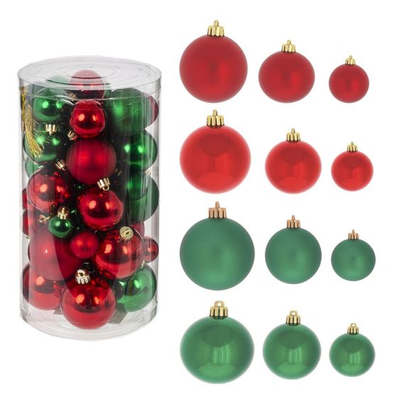 Набор из 40шт Украшение новогоднее "Шар", D3,4,5,6см, L14 W14 H26 см