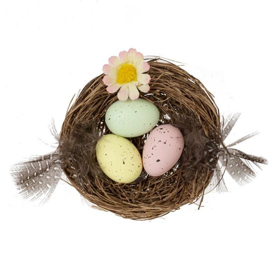 Изделие декоративное "Гнездо пасхальное" (блок 12 шт), L7 W6,5 H2 см, 2в.