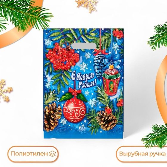 Пакет &quot;Рябиновый этюд&quot;, полиэтиленовый с вырубной ручкой, 30х40 см.