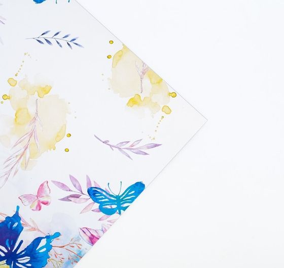 !Бумага глянцевая 2 листа «Акварельные бабочки», 70 × 100 см