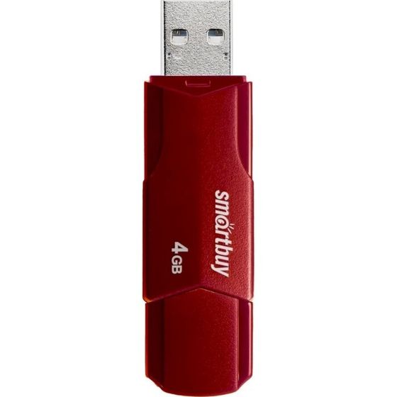 Флешка Smartbuy 4GBCLU-BG, 4 Гб, USB2.0, чт до 25 Мб/с, зап до 15 Мб/с, темно-красная