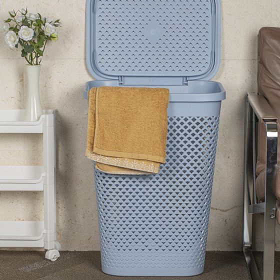 Корзина бельевая PURE синий 55л
