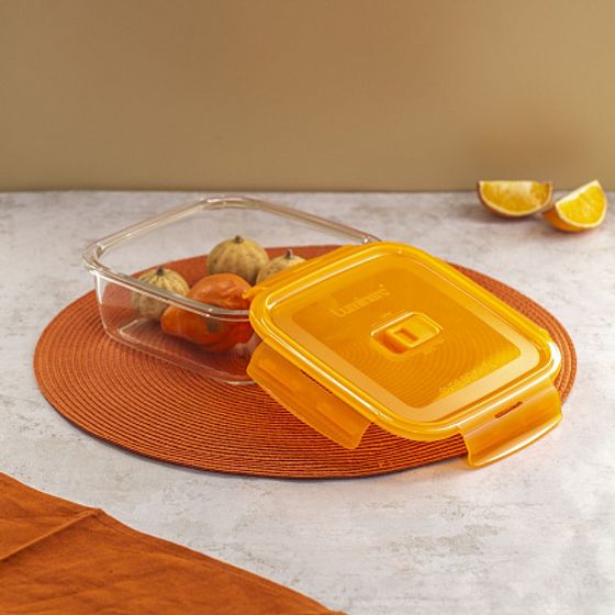 Контейнер ПЮРБОКС АКТИВ НЕОН ОРАНЖЕВЫЙ 1220мл квадратный