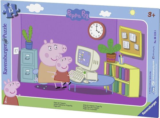 Ravensburger Puzzle 15 Peppa przy komputerze 061235