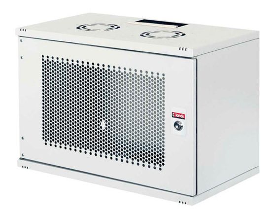 Шкаф коммутационный Lande NetBox Soho (LN-SH07U5430-LG-F0-3) настенный 7U 540x300мм пер.дв.перфор. задн.дв.стал.лист несъемн.бок.пан. направл.под зак