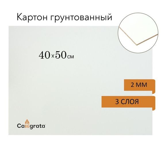 Картон грунтованный 40 х 50 см, толщина 2 мм, 3-х слойный акриловый грунт, Calligrata