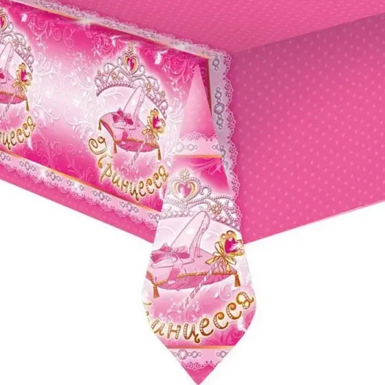 !09 Скатерть полиэтиленовая "Принцесса" 140см X 180 см/
