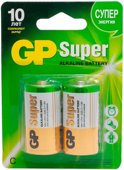 Батарейка GP Super Alkaline 14A LR14 C (2шт)