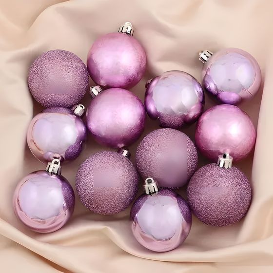 !09 Набор елочных шаров (набор 16 штук) «Морозный туман» d=5 см, цвет сиреневый