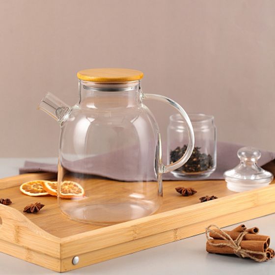 Чайник заварочный PURE 1800мл с бамбуковой крышкой