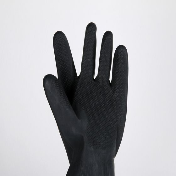!09 Перчатки хозяйственные резиновые размер L, защитные, химически стойкие, 100 гр, цвет чёрный