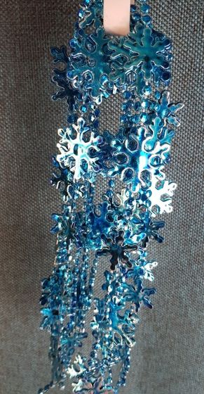 !09 НАБОР 3 ШТУКИ - ЕЛОЧНОЕ УКРАШЕНИЕ MARKO FERENZO - БУСЫ &quot;СНЕЖИНКИ&quot; 2,7 М., ЦВЕТ БИРЮЗА